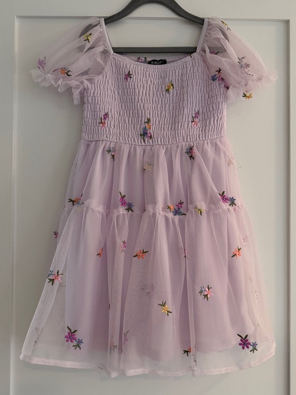 NWOT Girls' Zunie Lavender Floral Embroidered Tulle Dress | Size 6